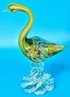 Vtg Murano Glass Swan Bird Figurine Multicolor Gold Bubbles Italy 8 Lobe Base