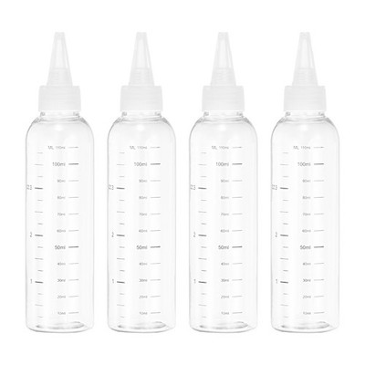 110ml/4OZ Squeeze Bottles with Top Cap,  4 Pcs Dispensing Bottle, Transparent