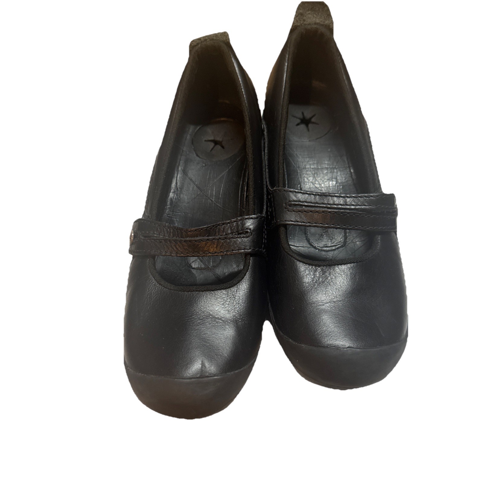 Scarpe slip on Merrell Plaza Bandeau Mary Jane in pelle nera J46406 US 7 5