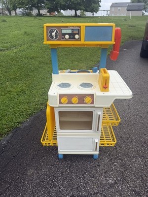 Vintage 70s 80s Fisher Price Fun Food Kitchen Oven Play Set Sink Phone 
