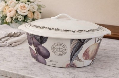 Royal Botanic Gardens Kew Fine China Covered Casserole Dish Botanical Fruit￼￼￼