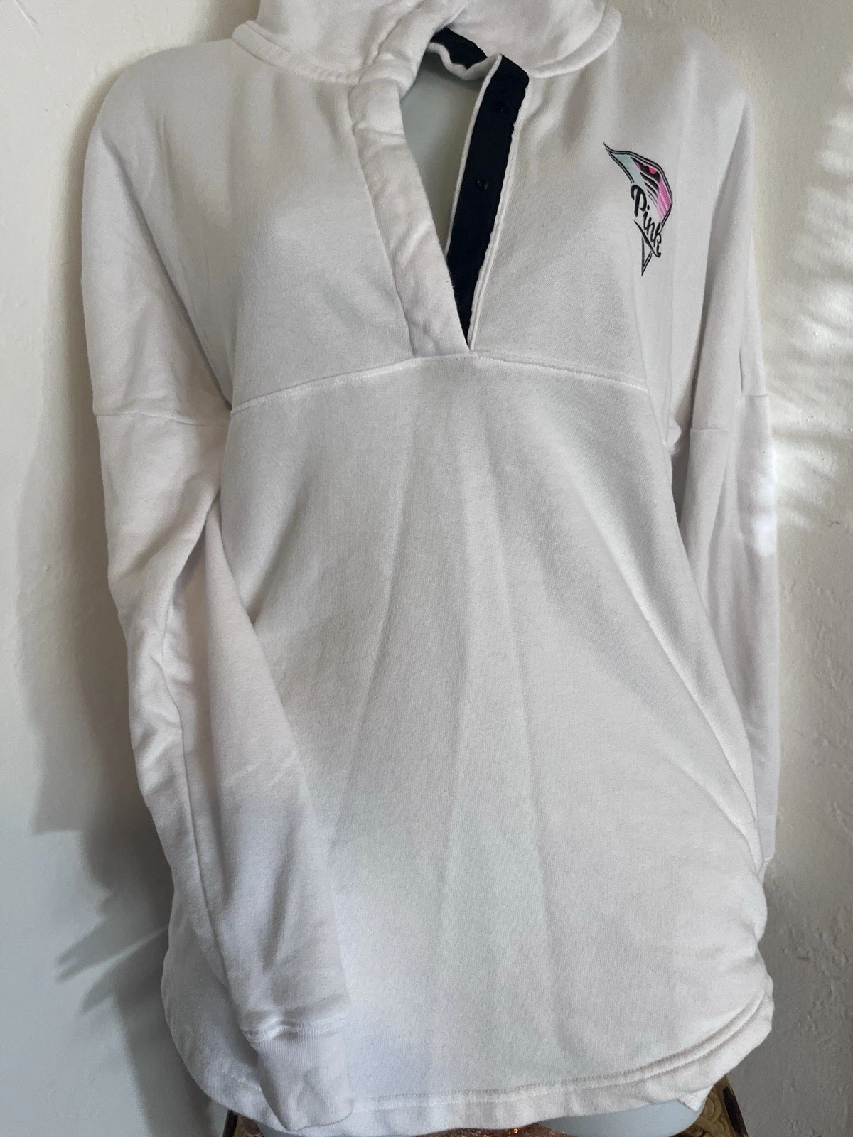 UNDERCOVER Felpa bianca Victoria's Secret con colletto taglia XS