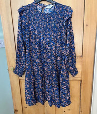 White Stuff Blue Floral Boho Dress 10 Petite BNWOT