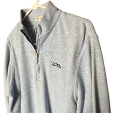 Peter Millar Crown Comfort Pullover Mens Medium 1/4 Zip Light Blue Sweater Read 
