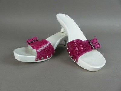 Patrizia Pepe Damen Pantolette mit Absatz 38 weiß/pink Kittenheels Sommer (W)