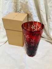 Toyo-Sasaki Glass Kiriko Long Tumbler Shidarezakura Unused Boxed Collectible