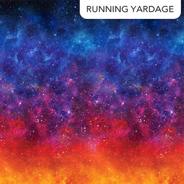 Cotton Space Odyssey Gradient Sky Galaxy Dark Blue Fabric Print by Yard D771.99