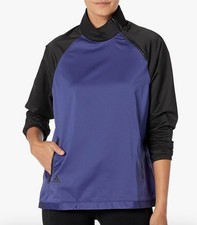 Adidas Womens Primeblue Quarter Zip Pullover Size M Jacket Purple Black Pockets