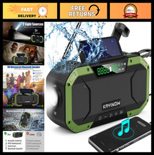 Portable Hand Crank Solar Emergency Radio, Waterproof Bluetooth Speaker, AM FM N