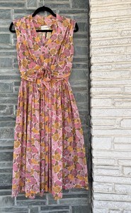 VTG 50s 60s Gay Gibson Summer Semi Sheer Tea Dress Ruching Poppy Print
