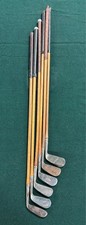 T2 6 Antique Vtg 30s Hickory Shaft Golf Club Piece Set Wilsonian Spalding Mashie