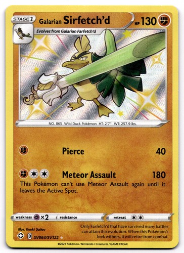 Galarian Sirfetch'd SV064/SV122 Shining Fates Shiny Vault Shiny Holo Pokemon NM