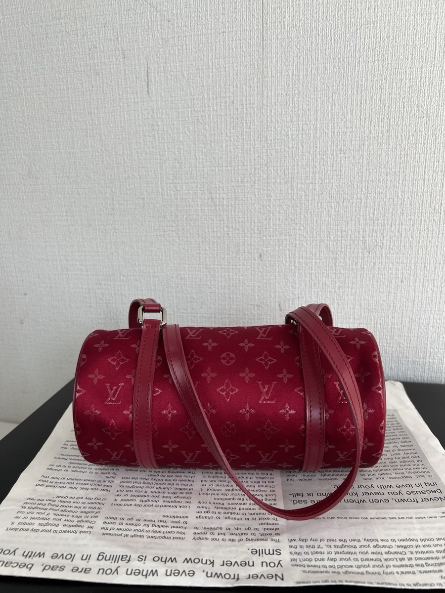 Louis Vuitton Satin Monogram Papillon Handbag Red