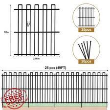 25 Panels Garden Fence Border 32in H x 49ft L No Dig Dog Barrier Metal