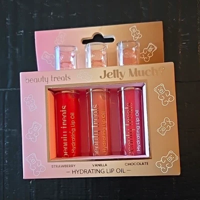 Beauty Treats Jelly Much? 3pc Hydrating Lip Oil Set Shine Cruelty-Free Flavors - image 1 of 4