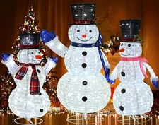 Outdoor Christmas Decorations Snowman LED Light Kit 2ft+3ft+5ft Lighted up Sn...