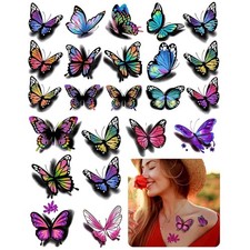 30 Sheets 3D Butterfly Flower Temporary Tattoos - Waterproof Fun for All Ages