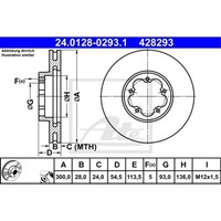 ATE 2X Bremsscheibe Vorne Ø300 Mm BelüFtet FüR Ford Transit