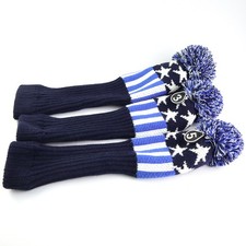 3 Piece Set Vintage Golf Club Knitted Headcover Fairway Woods Club Head Cover