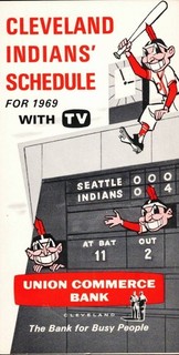 1969 Cleveland Indians pocket schedule sponsored by Union Commerce Bank