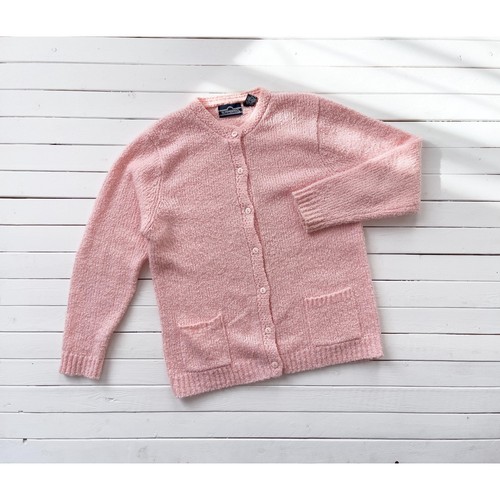 pink cardigan sweater 80s vintage pastel cardigan