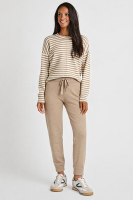 2 pc SPLENDID x CELLA JANE Striped Front Seam Sweater / Jeanne Knit Joggers - M