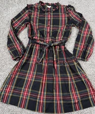 Crewcuts J Crew Girls Plaid Dress Black Red Holiday Party 10