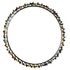 Retro Metal Bangle Bracelet Boho Colorful Beads Funky Gold Tone Fashion Jewelry