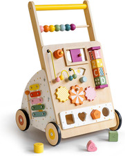 Wooden Baby Walker with Activity Center   Montessori Push Walker Toys for Boys 
