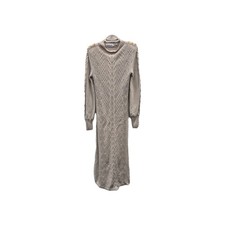 Holland Cooper Rachel Maxi Oatmeal Cable Knit Button Detail Jumper Dress Medium