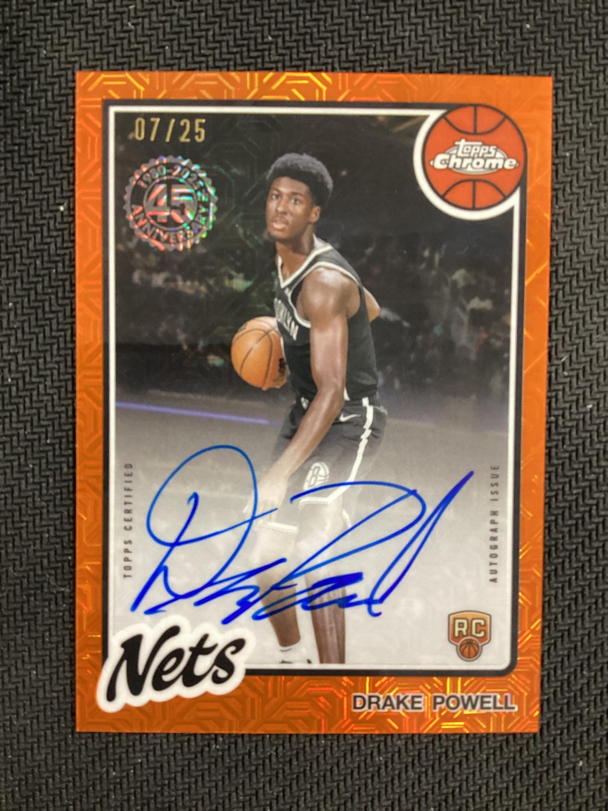 2025-26 Topps #80CR2-DP Drake Powell Nets Chrome Orange Mojo RC ON-CARD AUTO /25