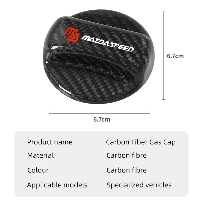 Universal Carbon Fiber Car Fuel Tank Oil Gas Cap decor For Mazda 1Pc NEW - Image 2 of 4