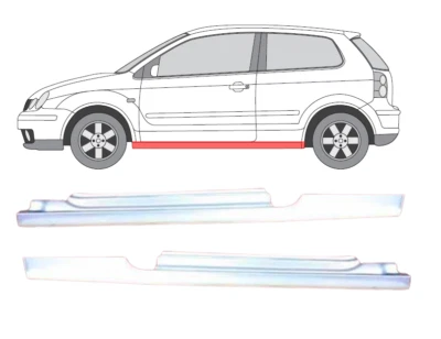Für Volkswagen Polo 2001- 2009 3 Tür Voll Schweller Reparaturblech Satz/ L+R - Bild 1 von 4