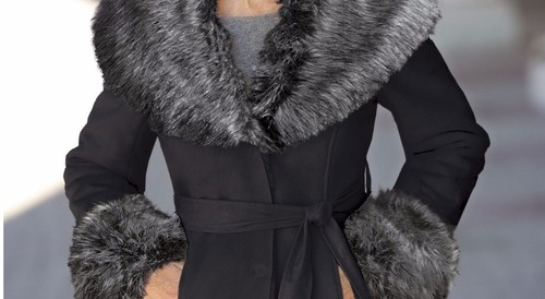Misses Women's Winter Fall warm Black Faux Suede fur short jacket coat plus 1X - Picture 2 of 11