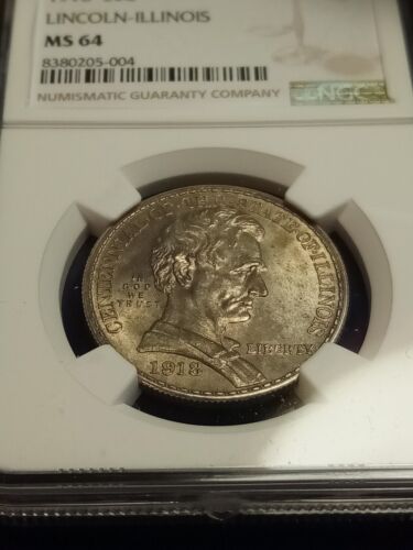 1918 Lincoln Commemorative Silver Half Dollar MS-64 Nicely Toned - Picture 13 of 14