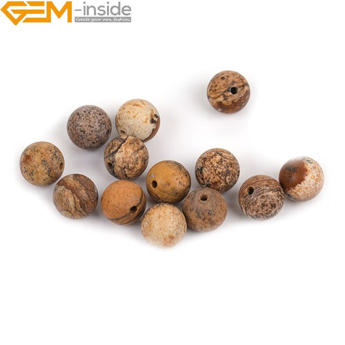 Matte Yellow Picture Jasper Gemstone Loose Beads Women Jewelry Making 15" Gift - Picture 17 of 51
