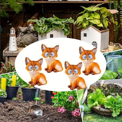 4-Pack Solar LED Garden Fox Statues - Eco-Friendly Outdoor Yard Lights Decor
