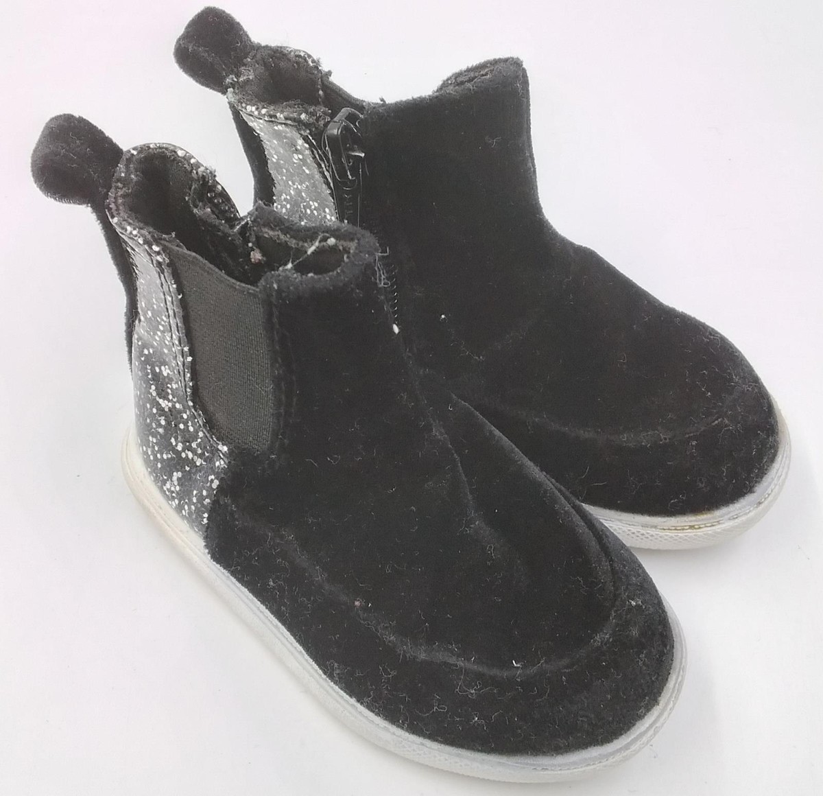 Koala Kids Girls Black Suede Round Toe Side Zip Booties Ankle