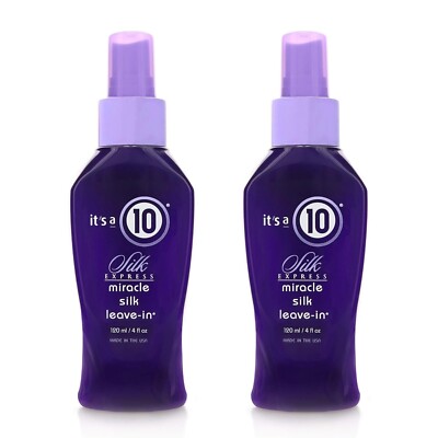 2X It's A 10 Silk Express Miracle Silk Leave-In Spray 4 fl oz, NEW-SCUFFED OUTER