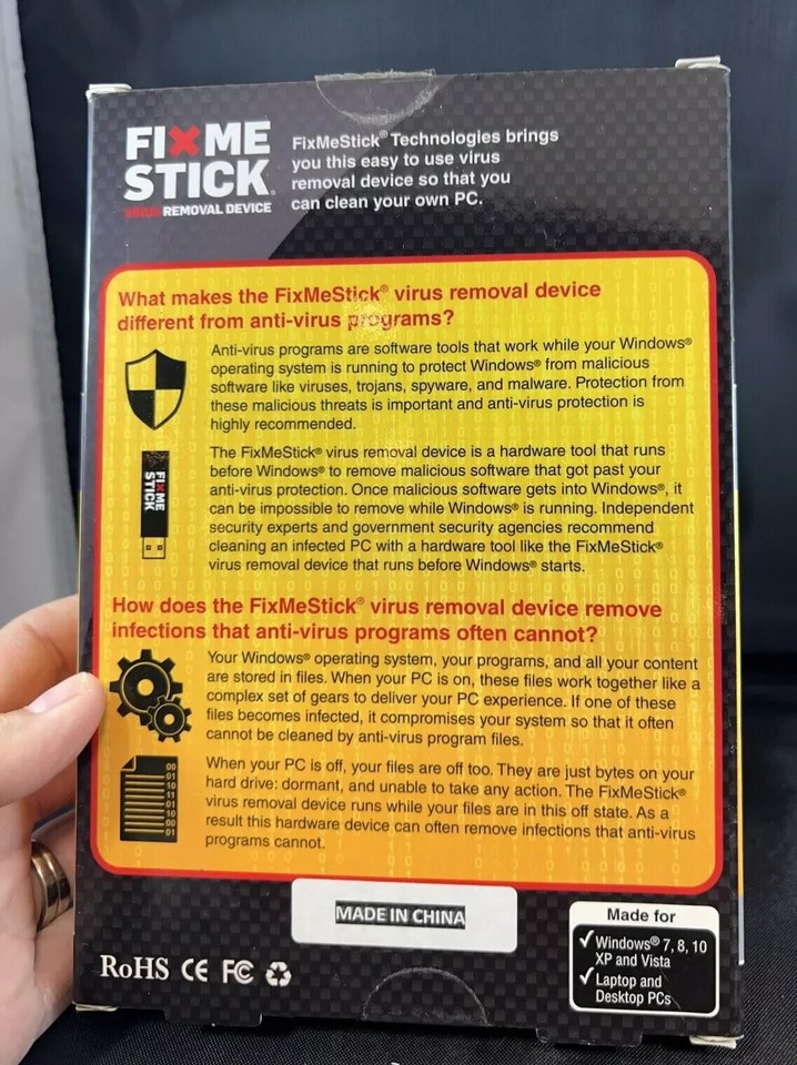 Fix Me Stick Virus Removal Device USB DongleOpen boxNo paperworkup