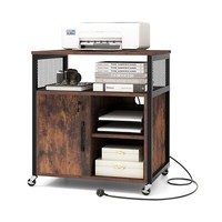 Costway File Cabinet on Wheels Mobile Lateral Filing Cabinet w/ Charging Station