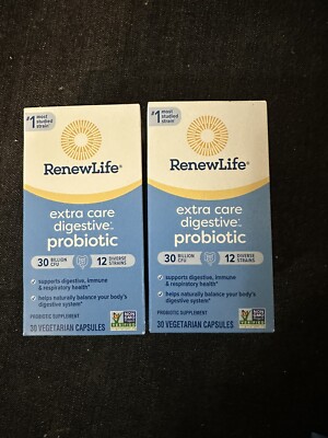 *Lot of 2* RenewLife Extra Care Digestive Probiotic 30 Bil CFU  Exp 11/2025