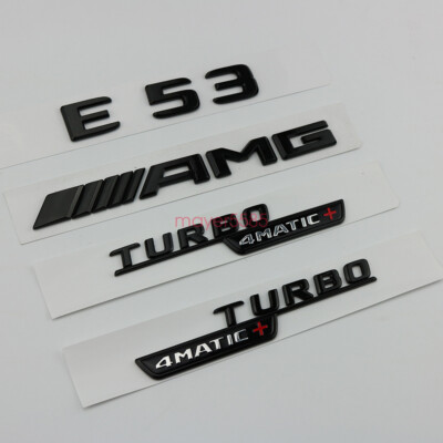 Matte black E53 AMG TURBO 4 MATIC Trunk Emblem Badge Sticker for Mercedes Benz