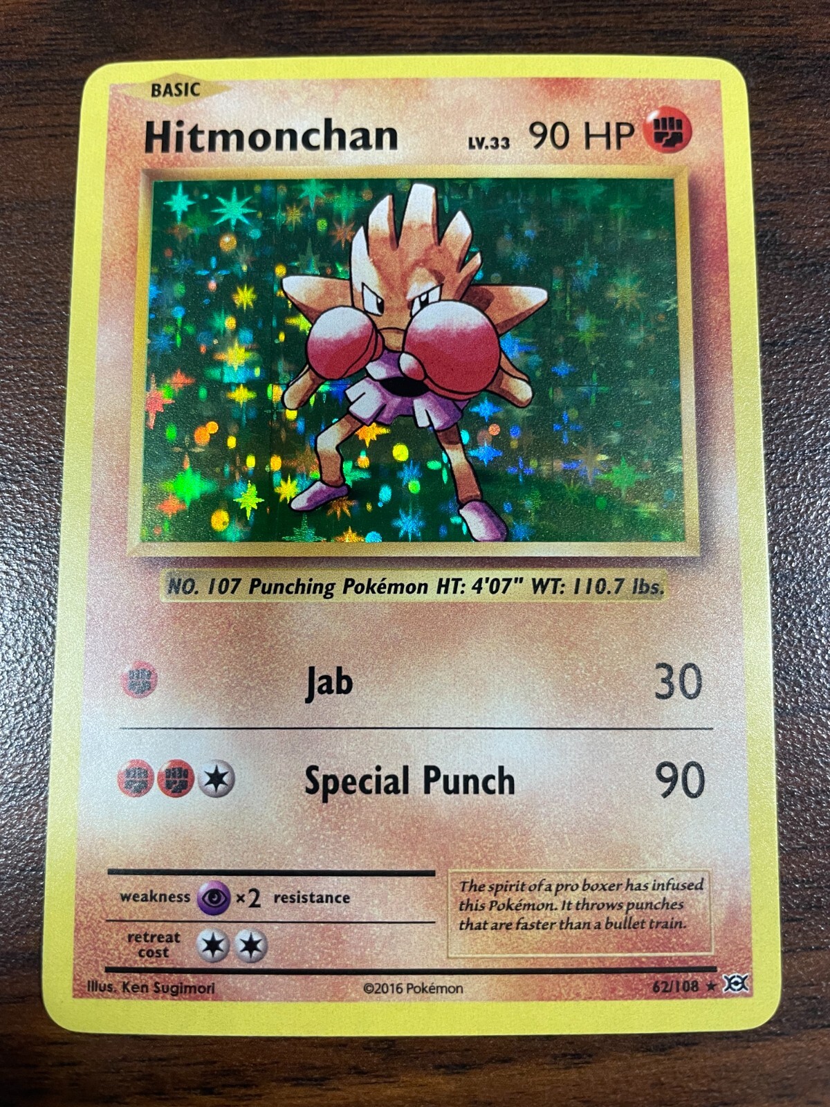 Hitmonchan 62/108 - Holo Rare - Evolutions Set XY - Pokemon Card TCG - LightPlay