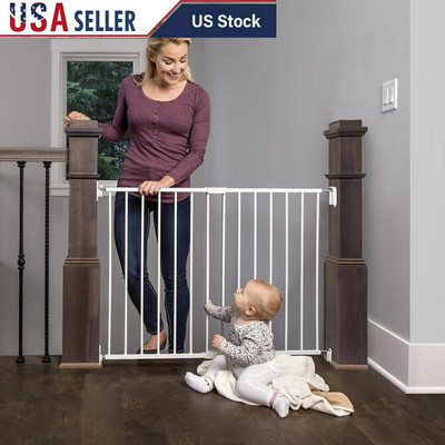 Baby Safety Gate Extra Wide 2-in-1 Adjustable Hardware Mounted Steel Gate New