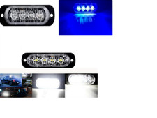 LAMPEGGIANTE FLASH BLU BIANCO STROBO 12-24V AMBULANZA  AUTOMEDICA SOCCORSO 16W