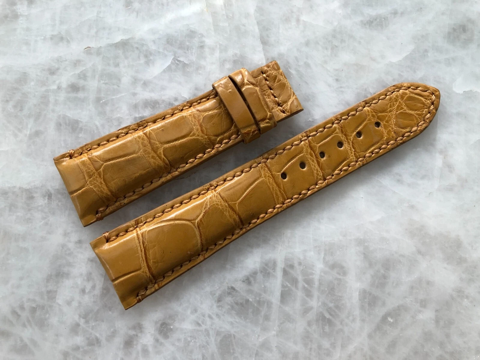 22mm/18mm Yellow Alligator Crocodile Embossed Leather Watch Strap Band