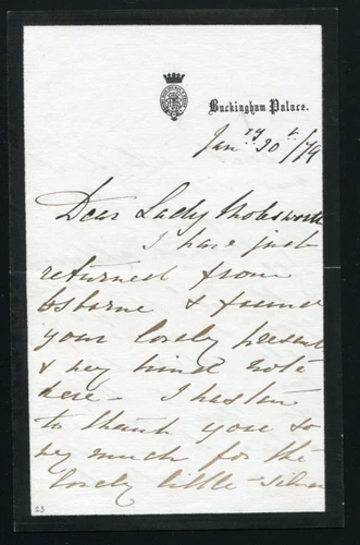 PRINCE ALFRED DUKE OF CONNAUGHT LETTER TO LADY MOLESWORTH 1879 BUCKINGHAM