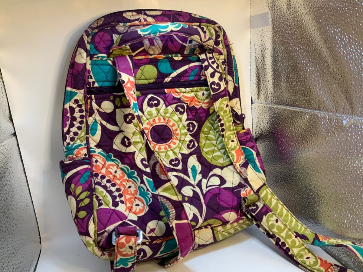 Vintage Vera Bradley Medium Purple Paisley Floral Backpack 