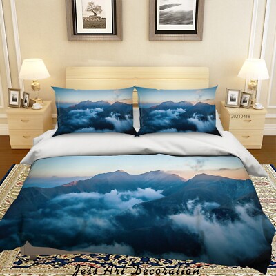 3D Mountain Cloud Landscape Quilt Cover Set Bedding Sets Pillowcases Queen